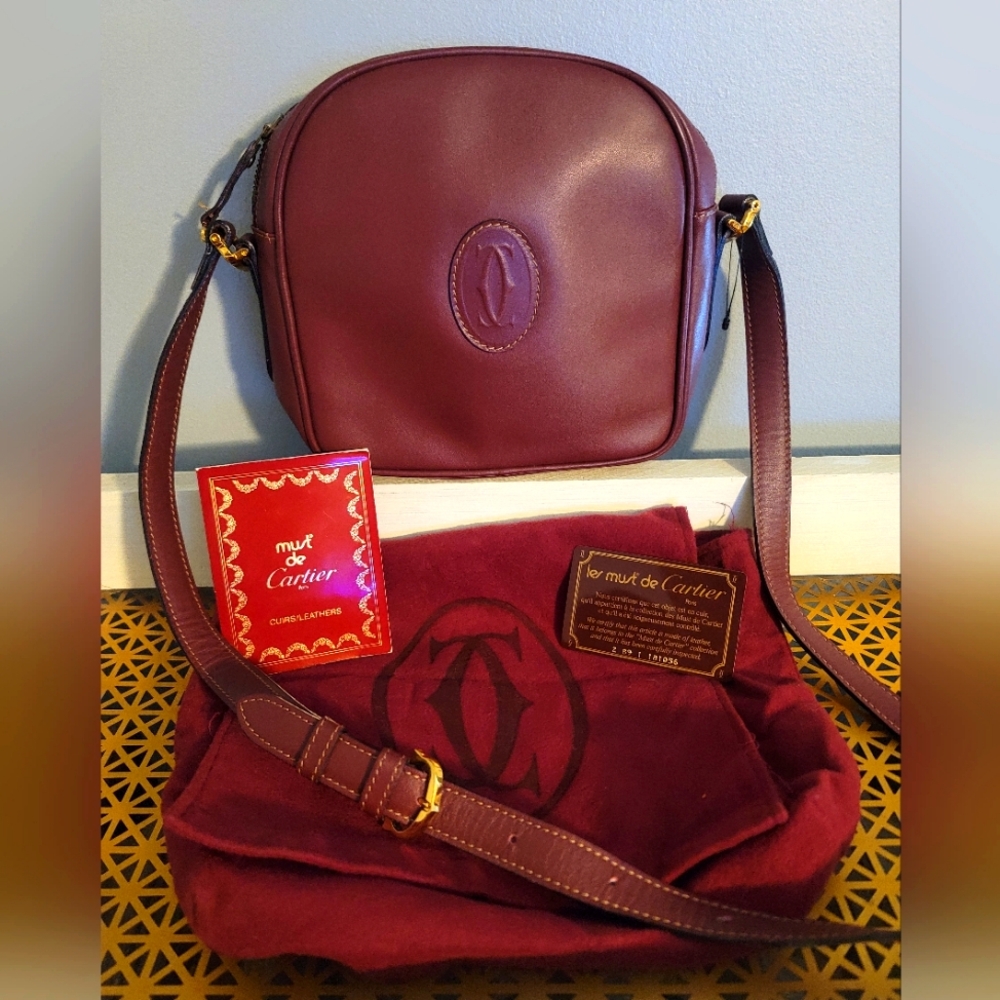 Cartier Burgundy Leather Crossbody Bag